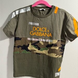 Dolce & Gabbana Kids Camouflage T-Shirt - Olive and Orange Accents